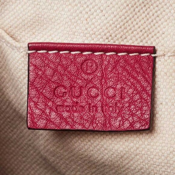 Gucci Dark Pink Pebbled Leather Bamboo Backpack Bag - Picture 10 of 12